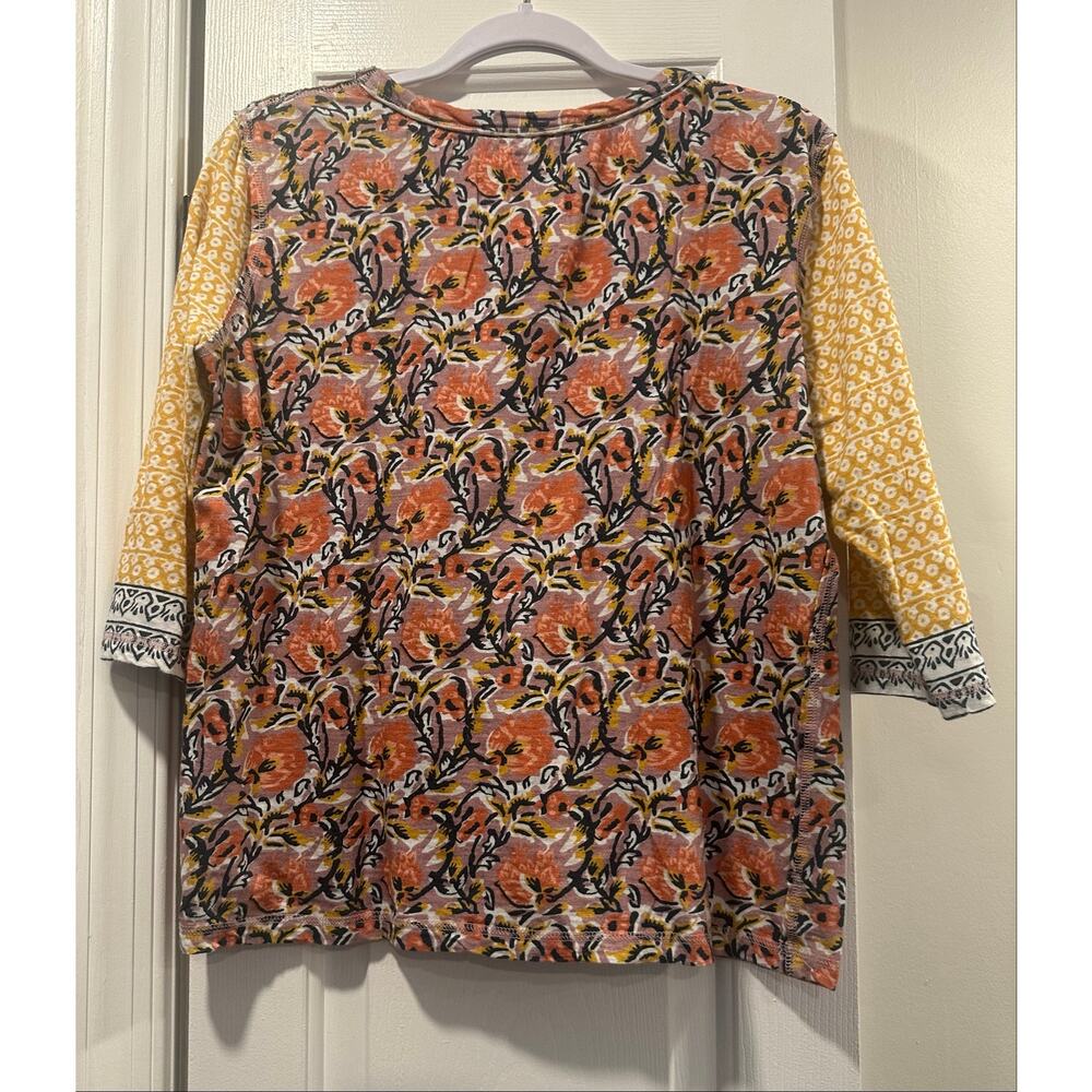 CINO Floral Mixed Print Cotton Top Women’s Large 3/4 Sleeve Boho Wearable Art - Picture 12 of 12